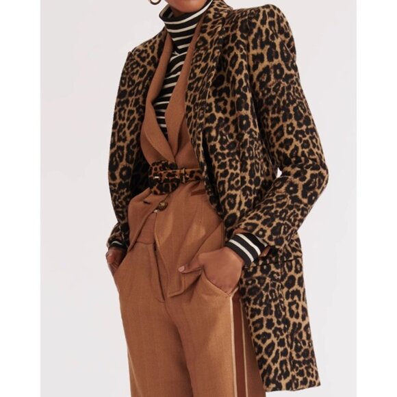 Veronica Beard Senna Leopard Dickey Trench Coat | Size 12 | Designer Outerwear - Picture 3 of 16